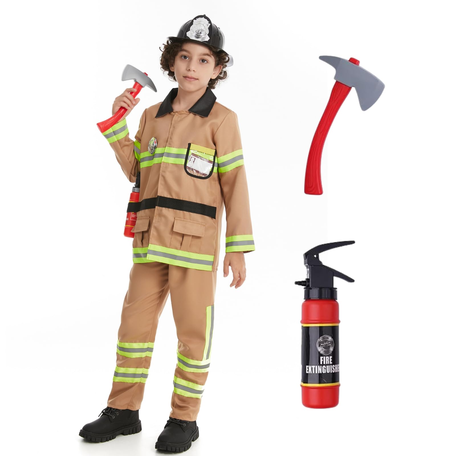 Unbekannt Costume Da Vigile Del Fuoco, Uniforme Per Travestimento E Carnevale, Modello Ragazzo