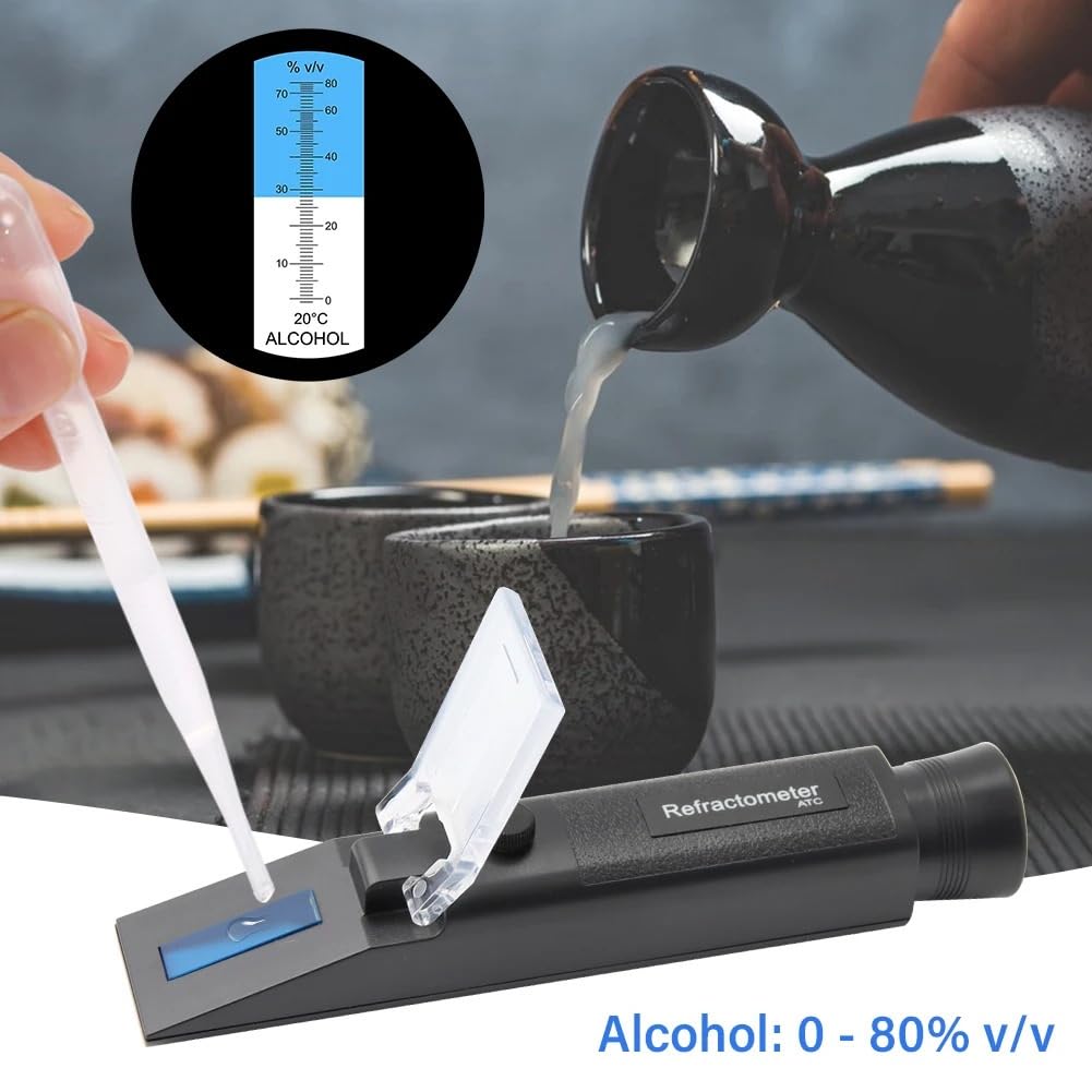 Refraktometr alkoholowy 0-80% Tester zawartości alkoholu ATC Miernik zaparzania