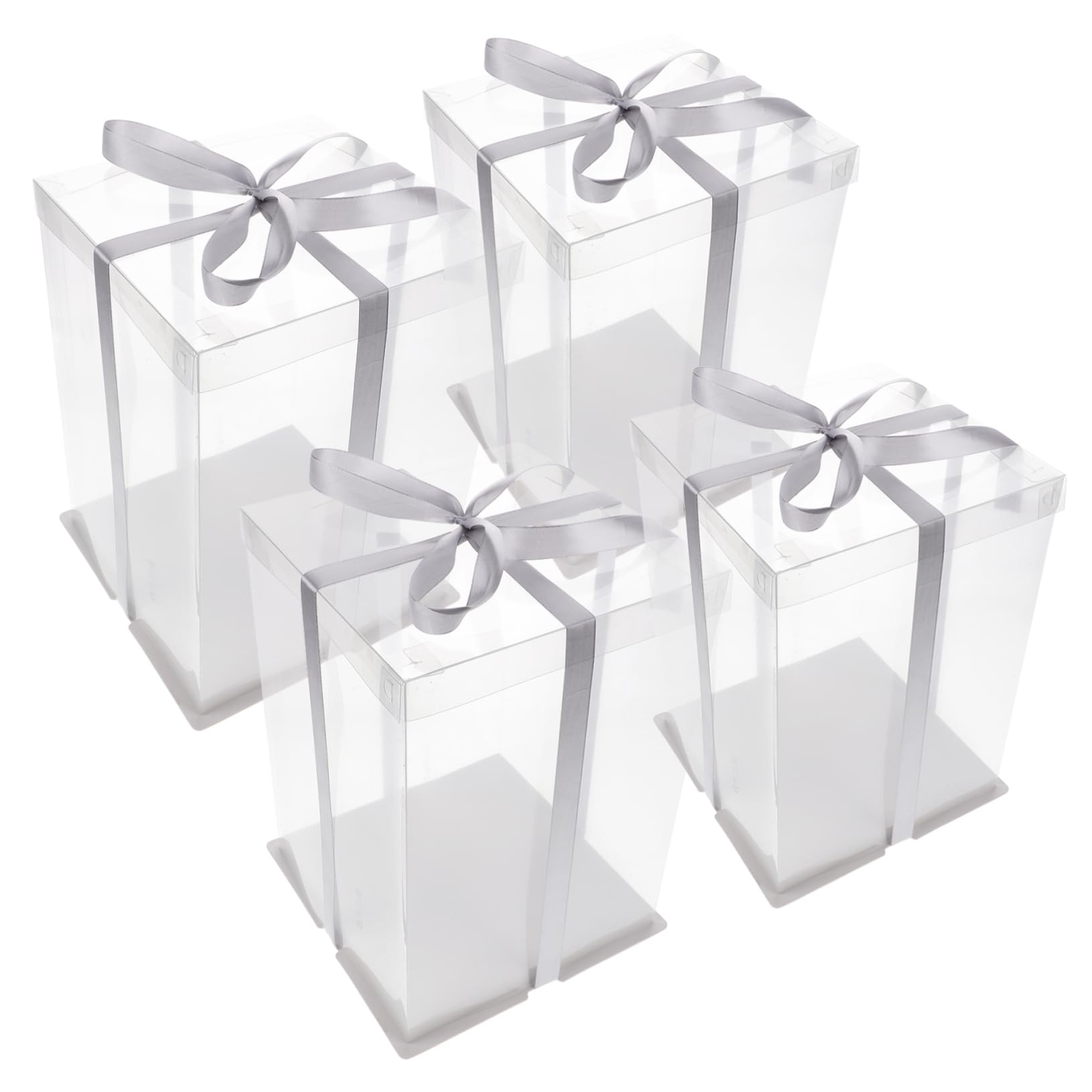 KICHOUSE Collapsible Cake Carrier 4 Pack Large Cake Boxes Plastic Easy to Clean