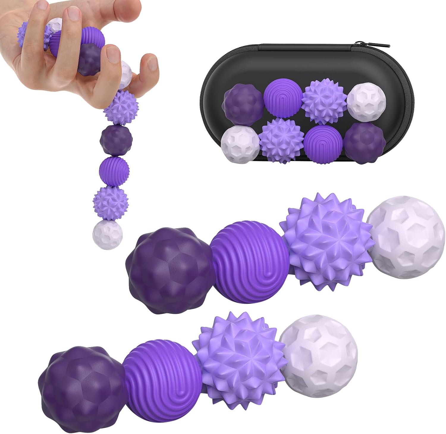 Magnetic Balls Fidget Toy, 8pcs Attraction Balls with Textures Silicone Shell for Teens, Stress Relief Sensory Toys for Autism ADHD Anxiety, Office Desk Silent Fidget Toys for Adults (Purple)