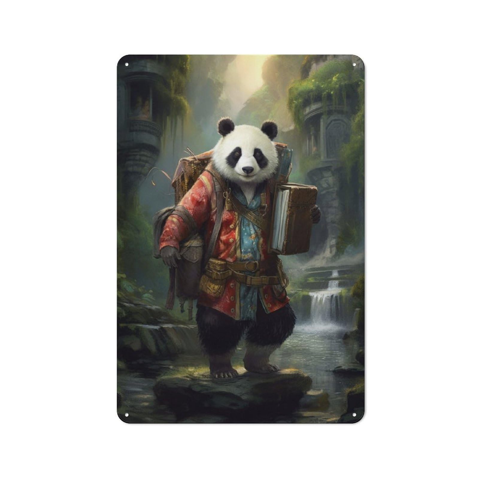 Junmoney Travel Guide Panda Vintage-Inspired Tin Sign 30X20cm For Garage Or Workshop, For Garage, Workshop And Man Cave Decoration