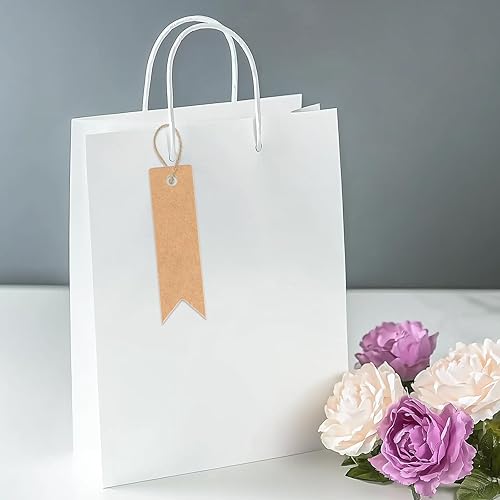 Miniatura 5 de G2PLUS 100 mini etiquetas de regalo de papel kraft con cuerda, etiquetas de regalo de papel en blanco de 2.8 x 0.8 pulgadas, etiquetas colgantes