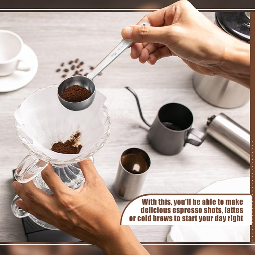 Tiokin - Lot De 2 Cuillères Doseuses En Inox - 15ml & 30ml - Long Manche Pour Café Et Poudres