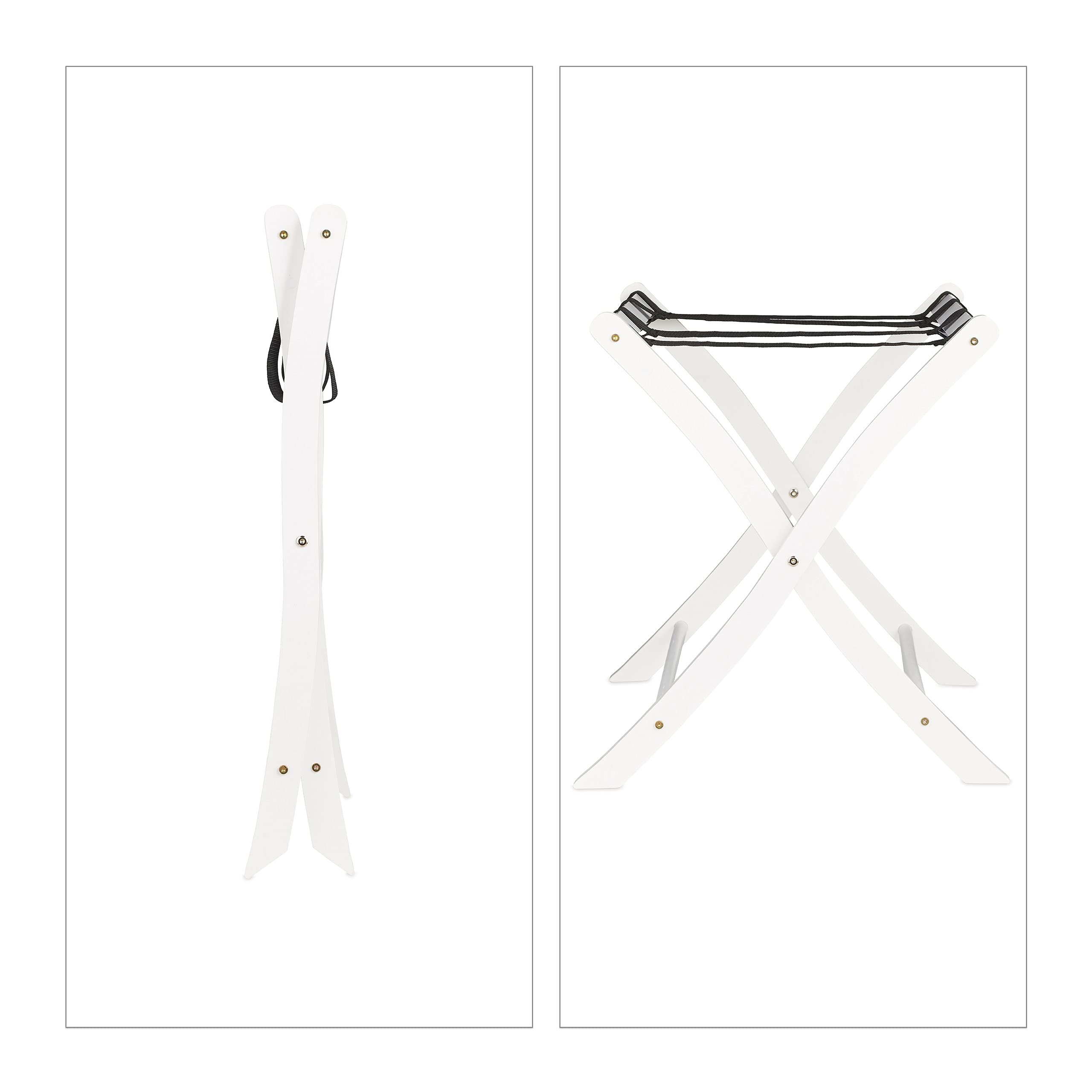 Relaxdays Portavaligie Pieghevole, Scaffale in Legno, Bianco, 52,5 x 66,5 x 48 cm
