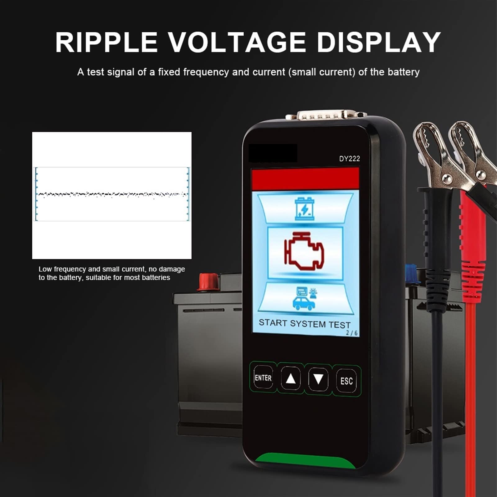 Amazon.co.jp: バッテリーチェッカー DY222 12V / 24V自動車用バッテリーロードテスター多機能電池ヘルスチェッカー自動車用バッテリーシステムテスターアクセサリー  : 車＆バイク