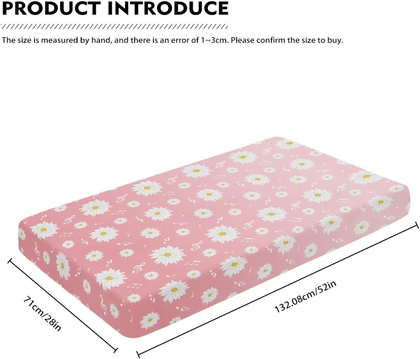 Dasiy Floral Baby Crib Sheets for Boys Girls, Fitted Crib Sheet 1 Pack for Standard Crib and Toddler Mattress, Super Soft Microfiber Baby Sheet 28x52in