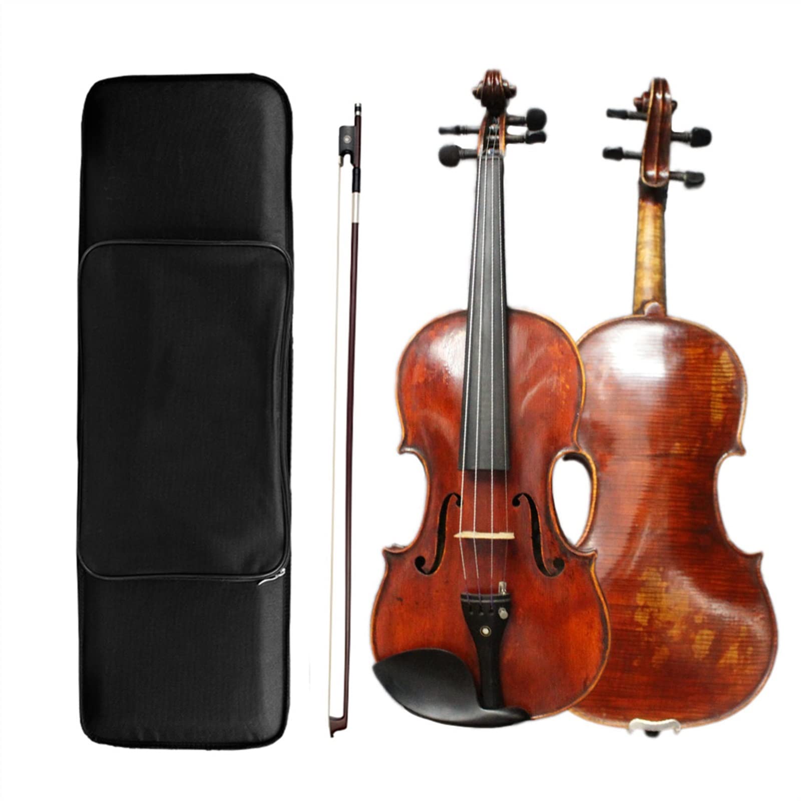 Violon Student 4/4 di Violino Acustico Europeo in Legno One Piece Flame con Custodia IPE Bow Bridge Kit