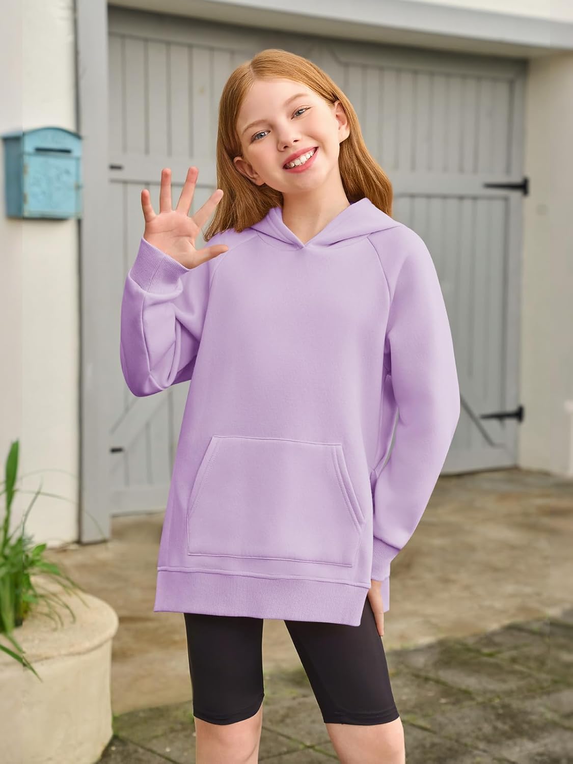 Haloumoning Girls Oversized Hoodies Kids Fleece Lined Long Sleeve Hooded Sweatshirt with Kangaroo Pocket 5-14 Years - Image 2