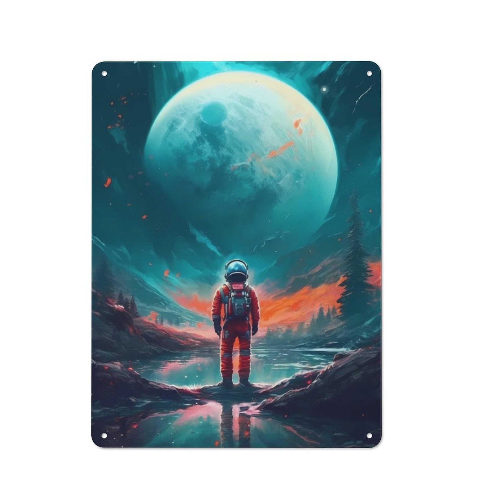 Shop Front Style Astronaut Kosmonaut Cafe Metal Sign 40x30cm, Bistro Wall Plaque for Tea Room, Shop Wall Or Breakfast Area