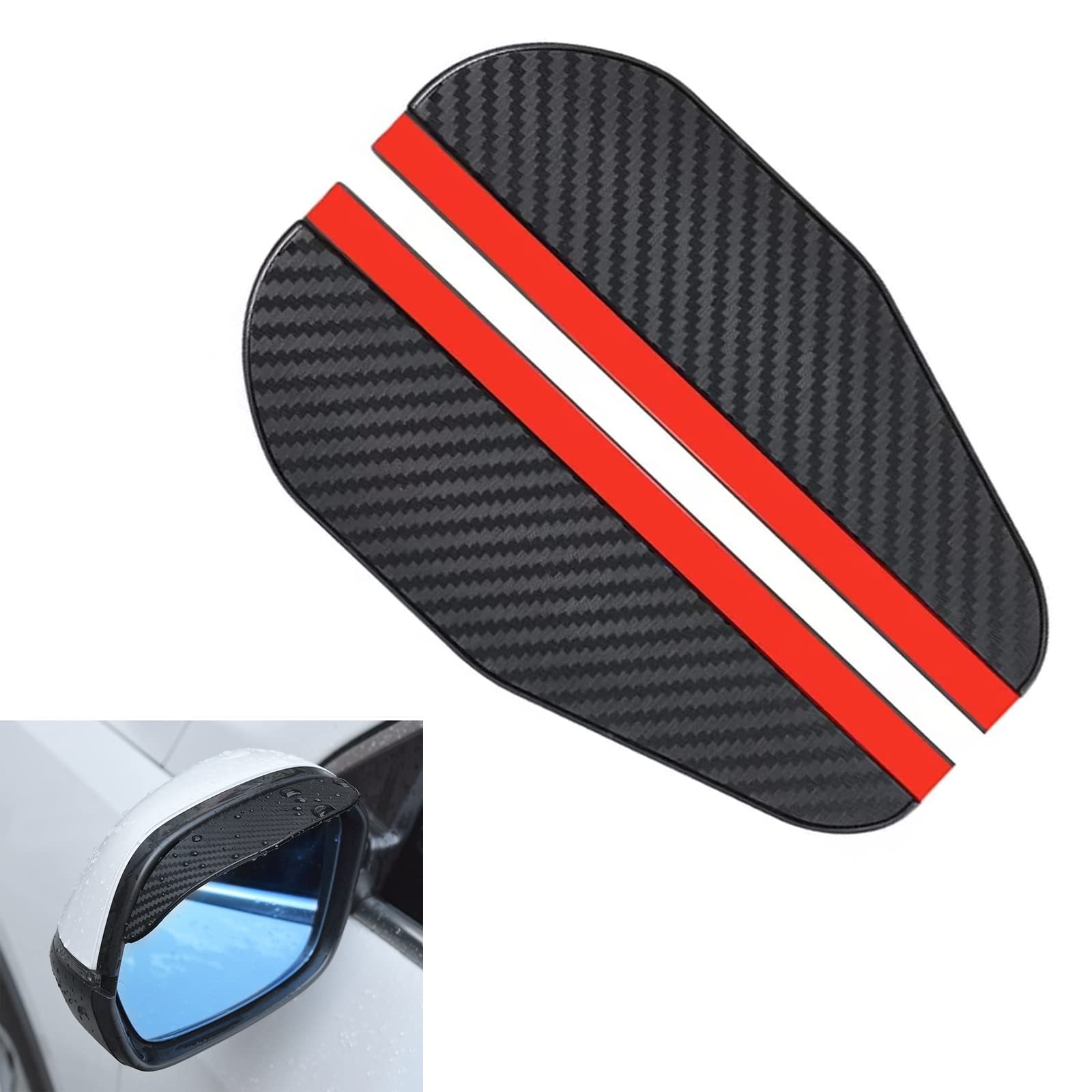 2 Pezzi Parapioggia Per Specchietti Retrovisori Auto – Copertura Antipioggia In Gomma Morbida (Nero/Trasparente) - 5