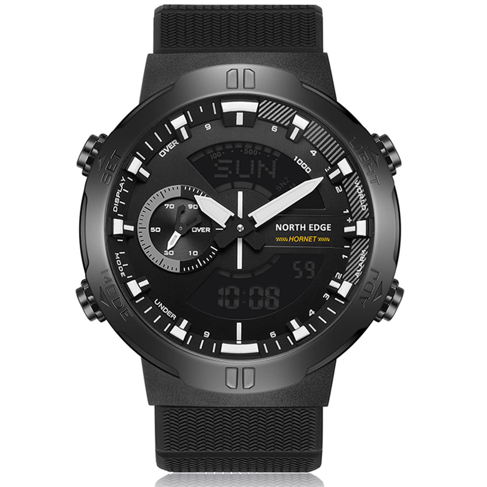 Men's Digital Watch Running Sports Watch with Worldtime Alarm Stopwatch LED Backlight Waterproof 50M World Time Illuminator Wristwatch Analog Watch Grey