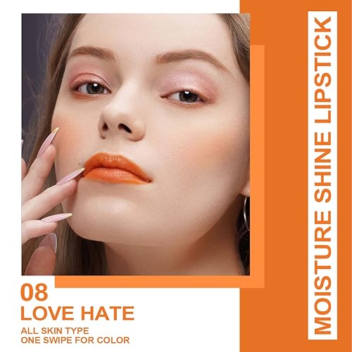 Miniatura 6 de Oulac Lápiz labial naranja, bálsamo labial hidratante con tinte brillante, acabado jugoso, fórmula ligera e hidratante para cuidado de labios secos,