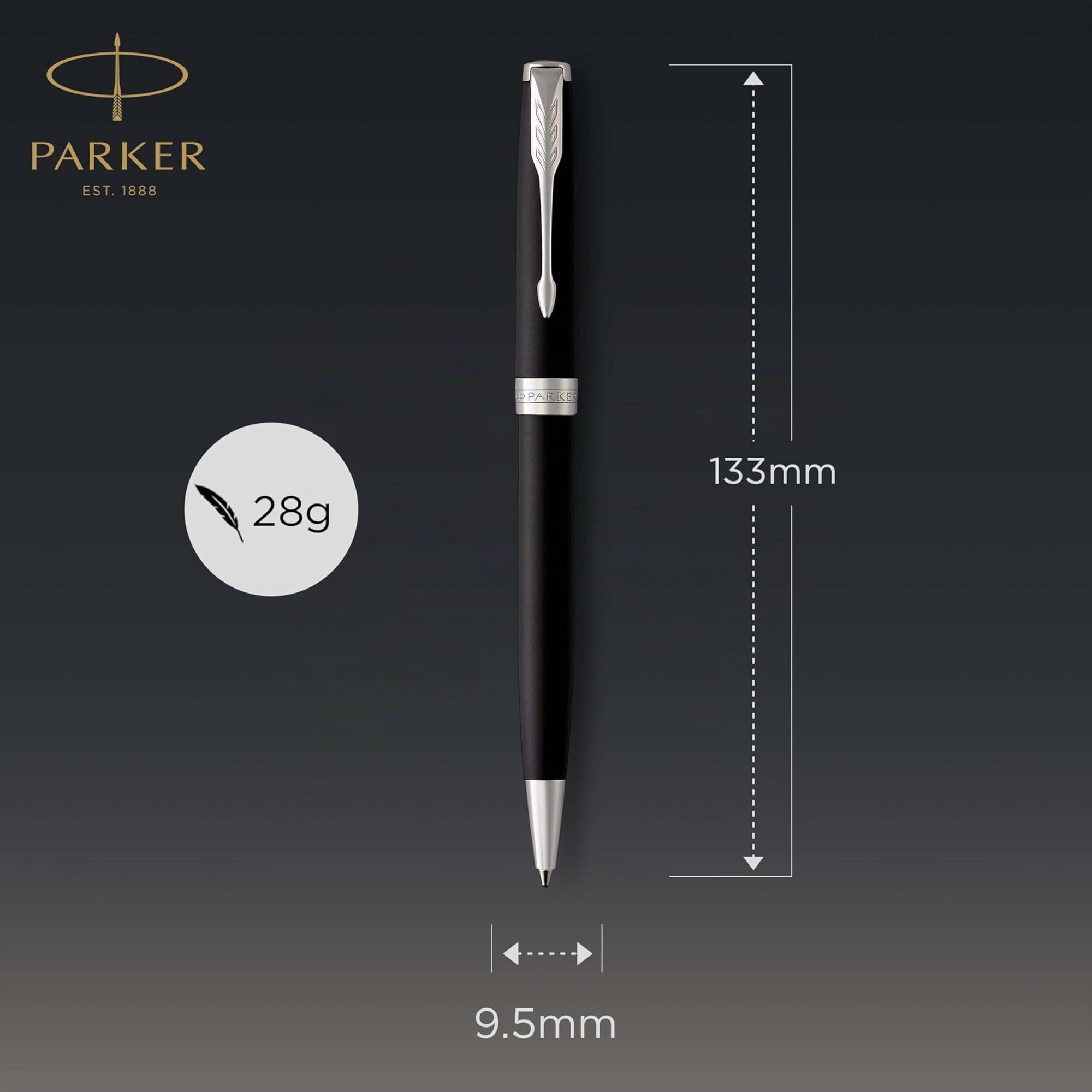 Parker Sonnet bolígrafo | lacado en negro mate con adorno acabado en paladio | punta media | en estuche de regalo