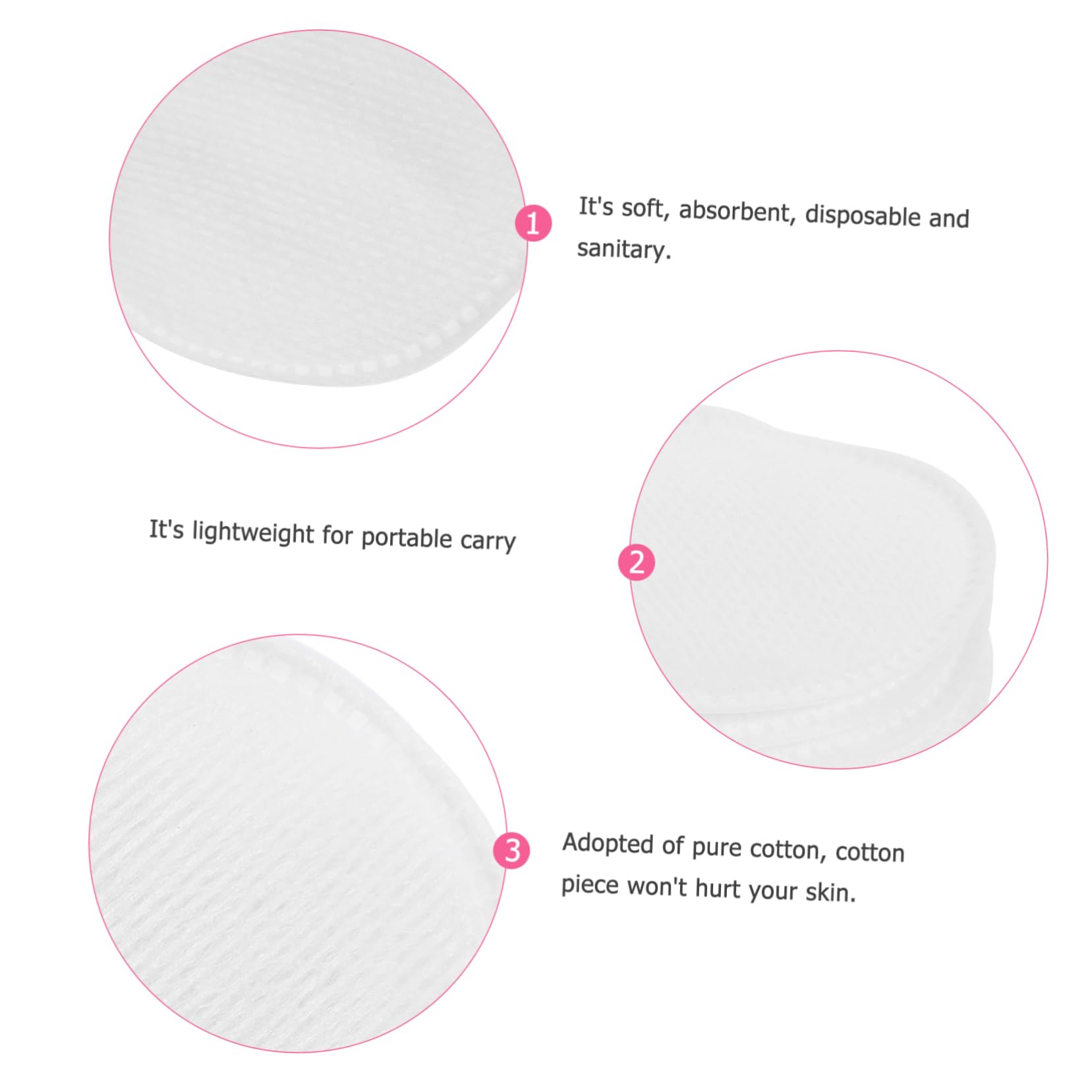 Didiseaon Facial Makeup Remover Pads Round Cotton Rounds for Nail Art Skin Care Soft Absorbent 60pcs Pack