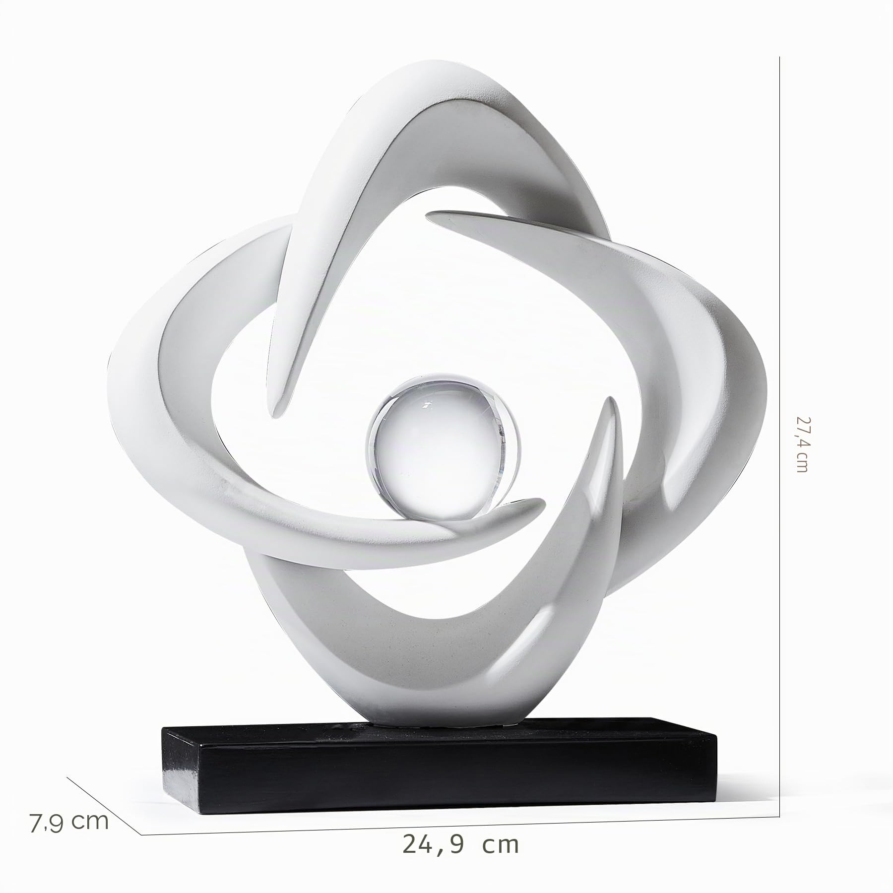 Sculpture d'art abstraite en résine dorée statue décorative moderne ornements blancs pour salon, décoration moderne pour table basse, entrée, bureau, objets de collection (blanc)