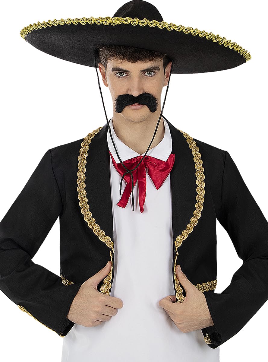 Funidelia | Sombrero de Mariachi para hombre Catrina, Halloween, Dia de los Muertos, Terror - Accesorios para adultos, accesorio para disfraz - Negro