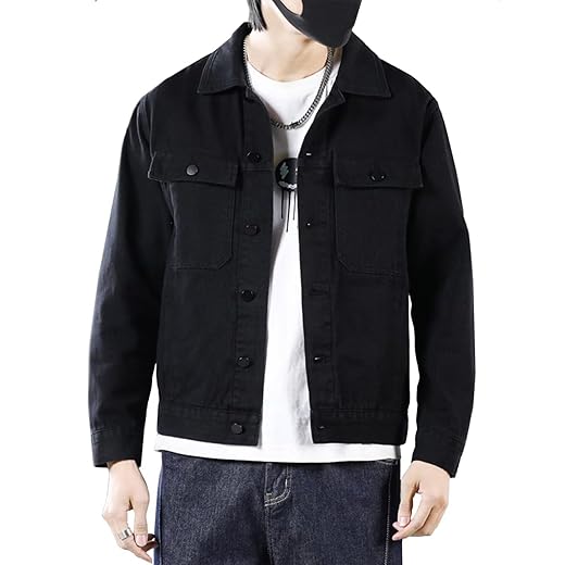 SANGTREE Jaqueta jeans masculina leve de algodão