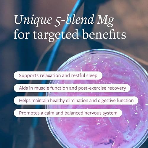 Miniatura 5 de Clean Total Magnesium - Polvo de magnesio avanzado de 5 mezclas para dormir, aliviar el estrés y apoyo digestivo - Complejo con sabor a bayas - 30