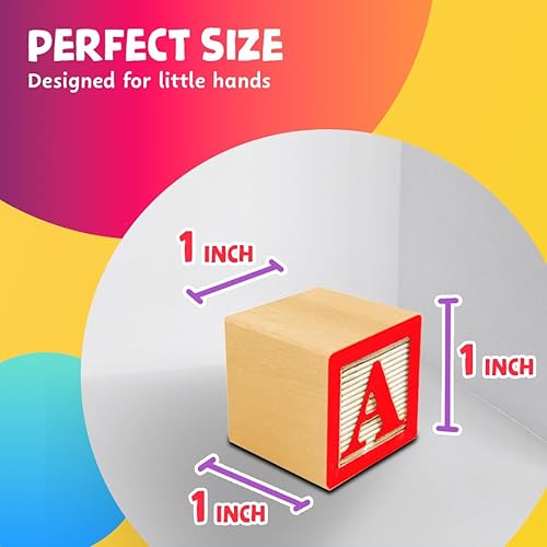 Miniatura 7 de Skoolzy Bloques ABC de madera, juego de apilamiento de 120 piezas para niños pequeños a partir de 2 años