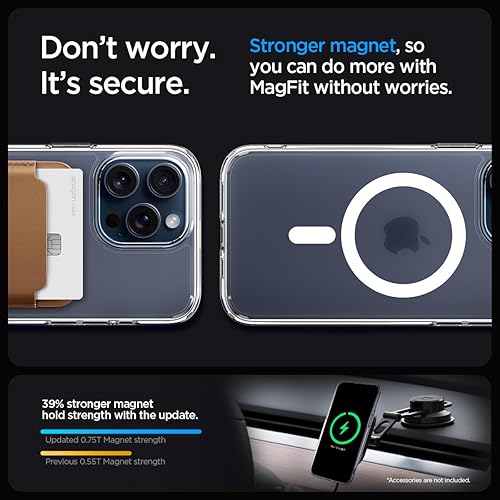 Vista 129 de Spigen Funda para iPhone 15 Pro, ultra híbrida MagFit [antiamarilleo] [compatible con Magsafe] - Fibra de carbono