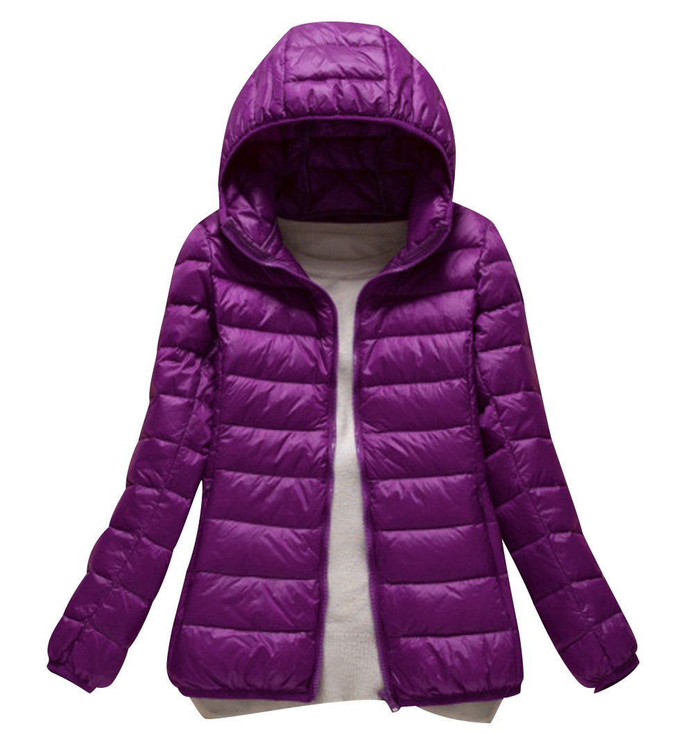Abrigo Plumas con Capucha Mujer Abrigos Acolchado Plumiferos Ligeros Chaquetas Chaquetones Plumon Anorak Plumifero Corto Cazadoras Chaqueta Acolchada Mujer Plumas Ultralight Invierno Morado S