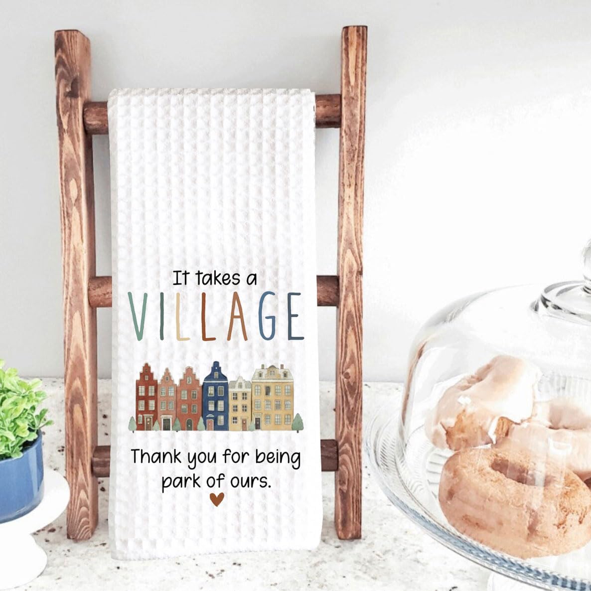 TSOTMO It Takes A Village Thank You Kitchen Towel Thank You Gift for Teacher Appreciation Gift Nanny Coworker Tea Towel (A Village Towel) image 4