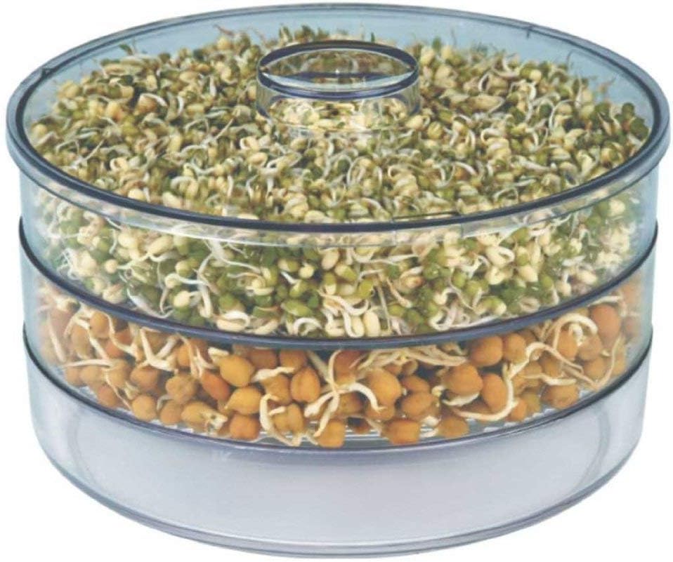 VASHISHTH Sprout Maker with 3 Compartments for Multi Purpose Use - 1 L Plastic Grocery Container;Utility Box