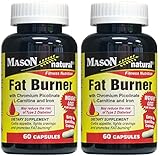 Mason Natural Fat Burner with Chromium Picolinate, L-Canitine and Iron 60 Capsules per Bottle Pack of 2 Bottles Total 120 Caps