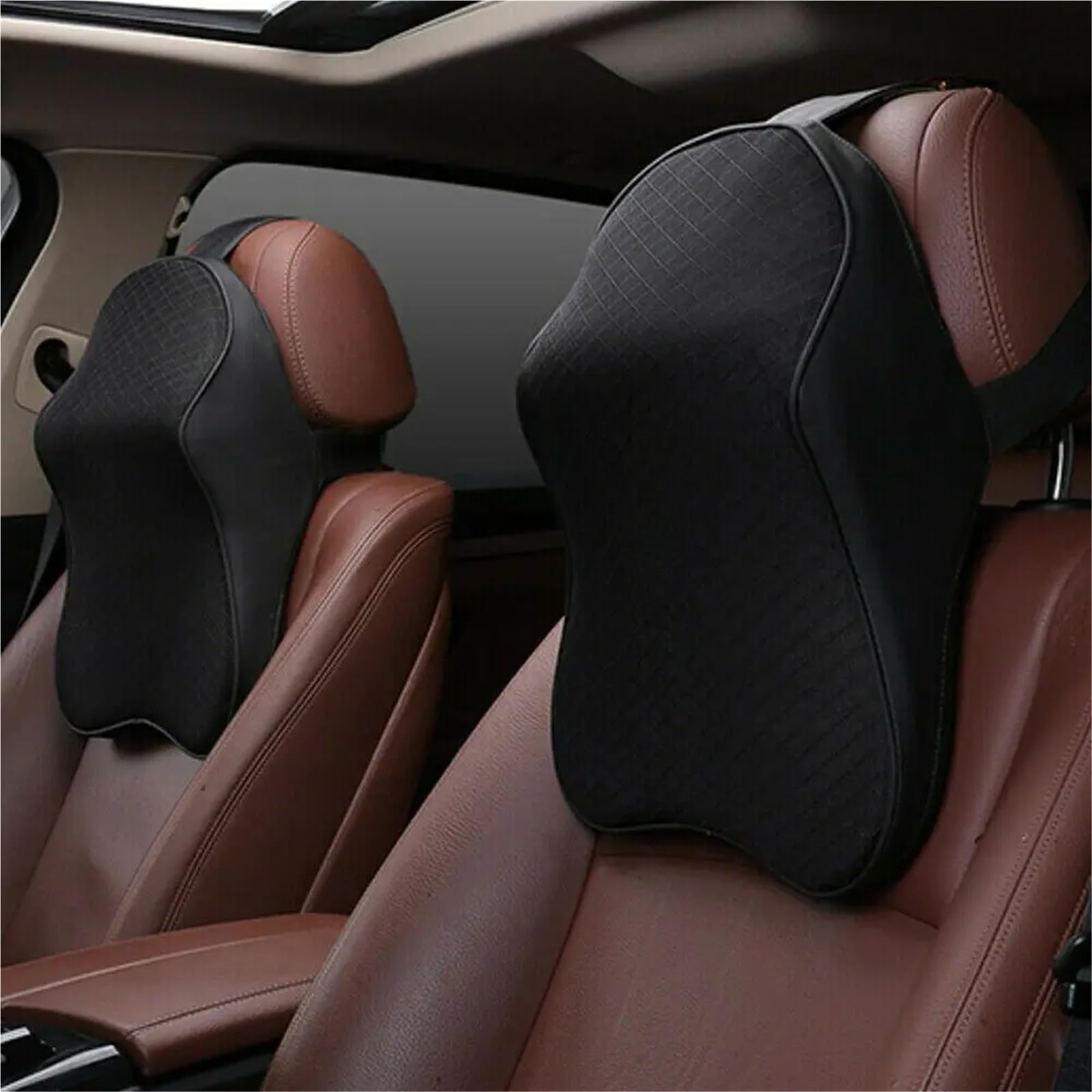 Car Pillow Driving Seat Cuscino in memory foam 3D, sollievo dal dolore alla testa e al collo, supporto per il collo da viaggio, cuscino in memory foam traspirante(Beige)