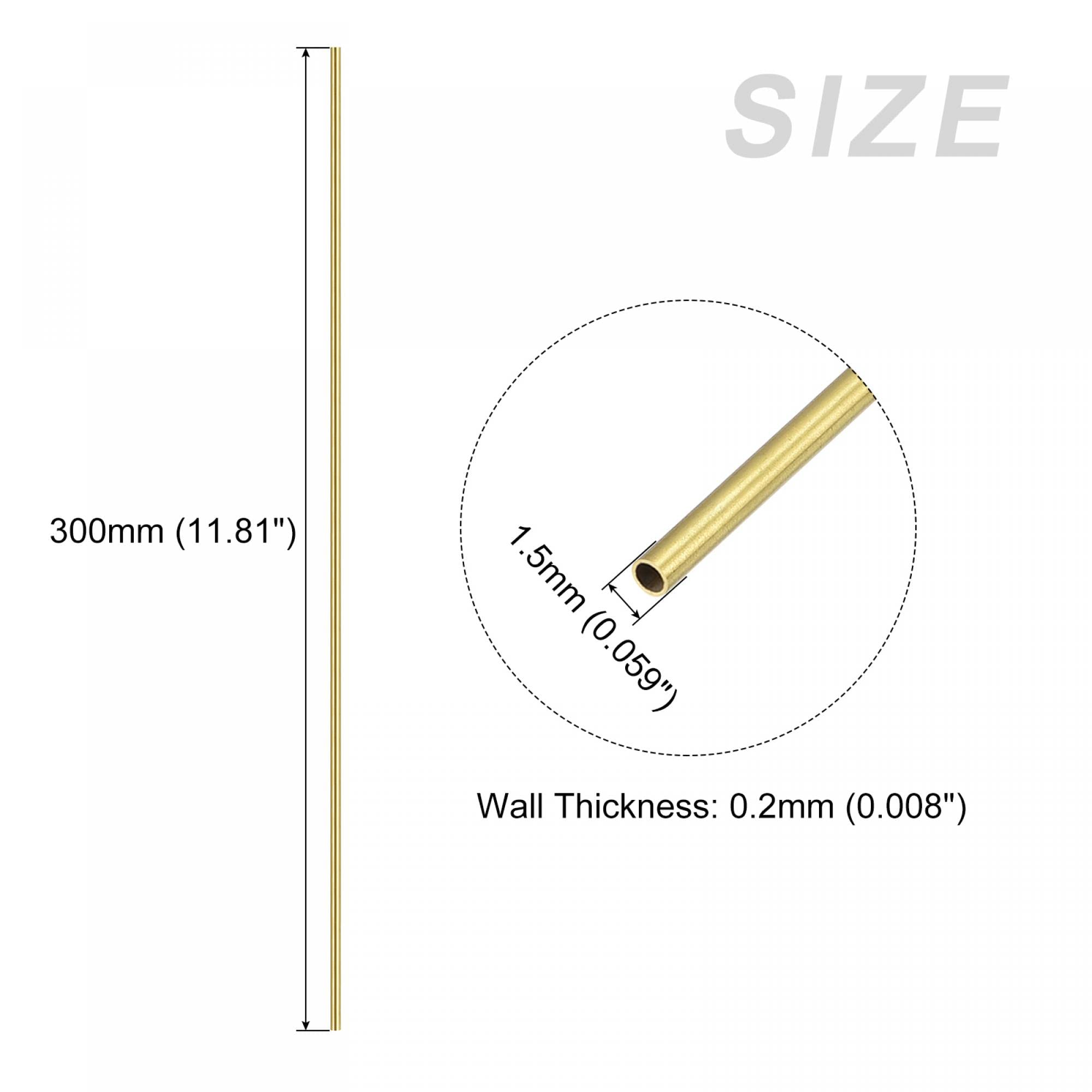 Tubi In Ottone 2 Pezzi - 12mm Diametro, 1mm Spessore, 300mm Lunghezza, Per Fai Da Te E Artigianato