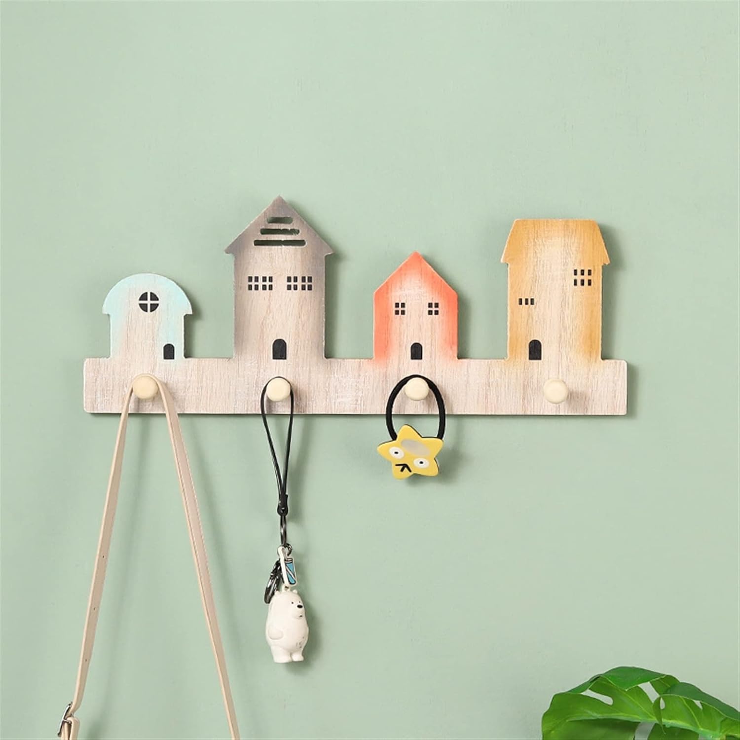 Wooden Coat Hanger Wall Hook Home Decorative Clothes Hangers Key Holder Key Hanger Wall Shelf Towel Hooks Coat Rack Hook