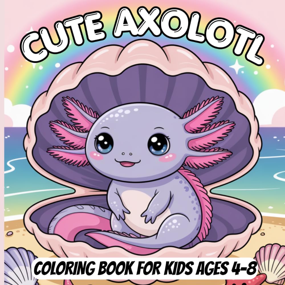 Cute Axolotl Coloring Book for Kids Ages 4–8: Bold and Easy Designs with Adorable Underwater Scenes