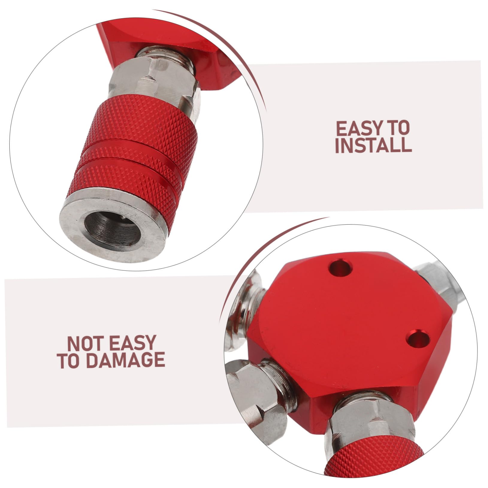 Colector Aire Neumático Rojo Acero Carbono Resistente Alta Presión con Acoplamientos Rápidos para Compresores Industriales