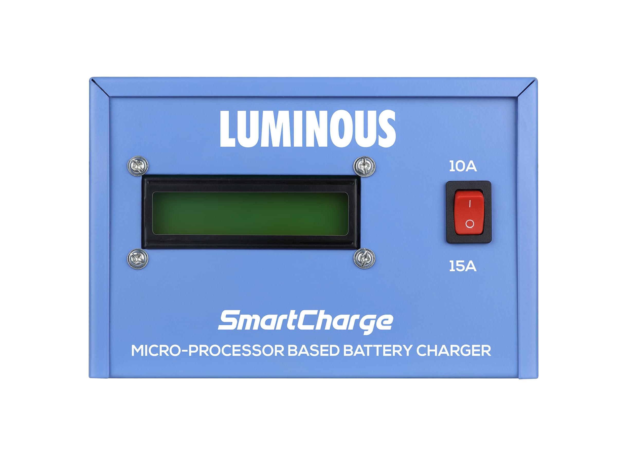 Luminous SmartCharge 12V Battery Charger | Microprocessor Based | 10A/15A Selectable Current | LCD Display | Compatible with 75Ah–230Ah Tubular & VRLA Batteries-image-0