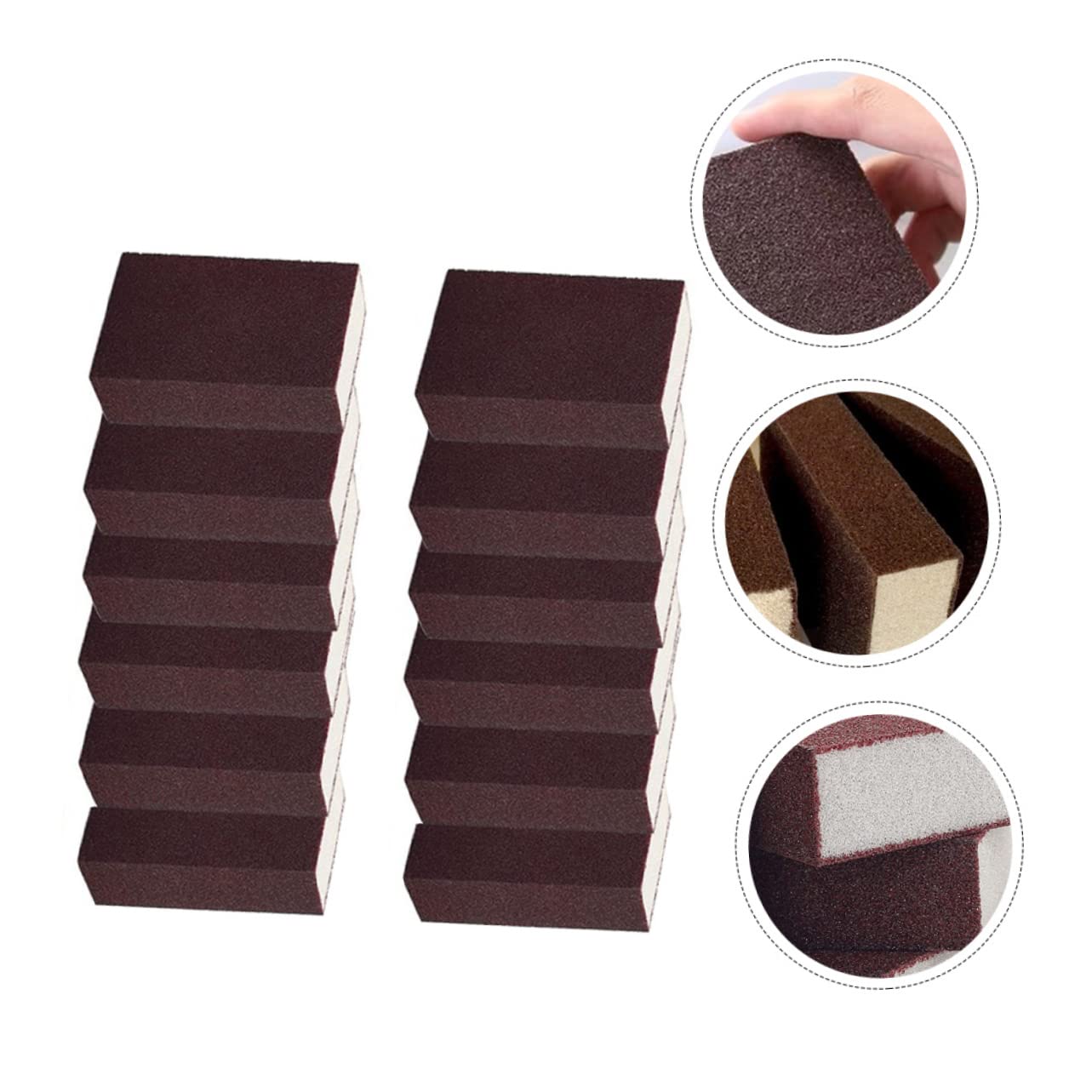 12 Esponjas De Lijado De Arena De Esmeril, Bloque De Limpieza para Ollas y Utensilios, Esponja Nano Abrasiva Marrón Rojizo 10x7x2.5 Cm para Limpieza De Cocina y Eliminación De Óxido