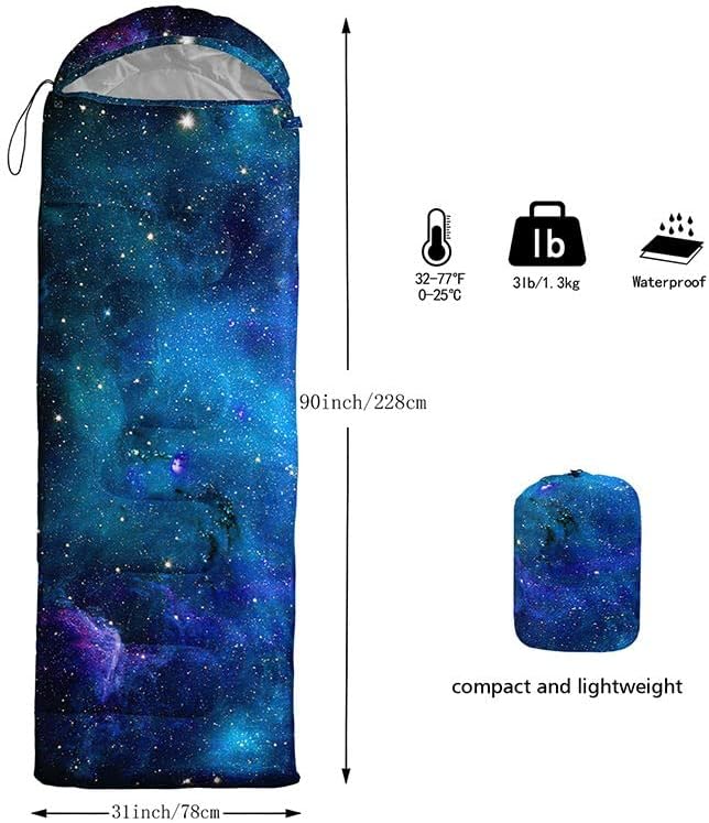 Miniatura 3 de Saco de dormir para niños y adultos, patrón de piel de jirafa marrón, ligero, cálido, portátil, exterior, impermeable, resistente al frío, saco de