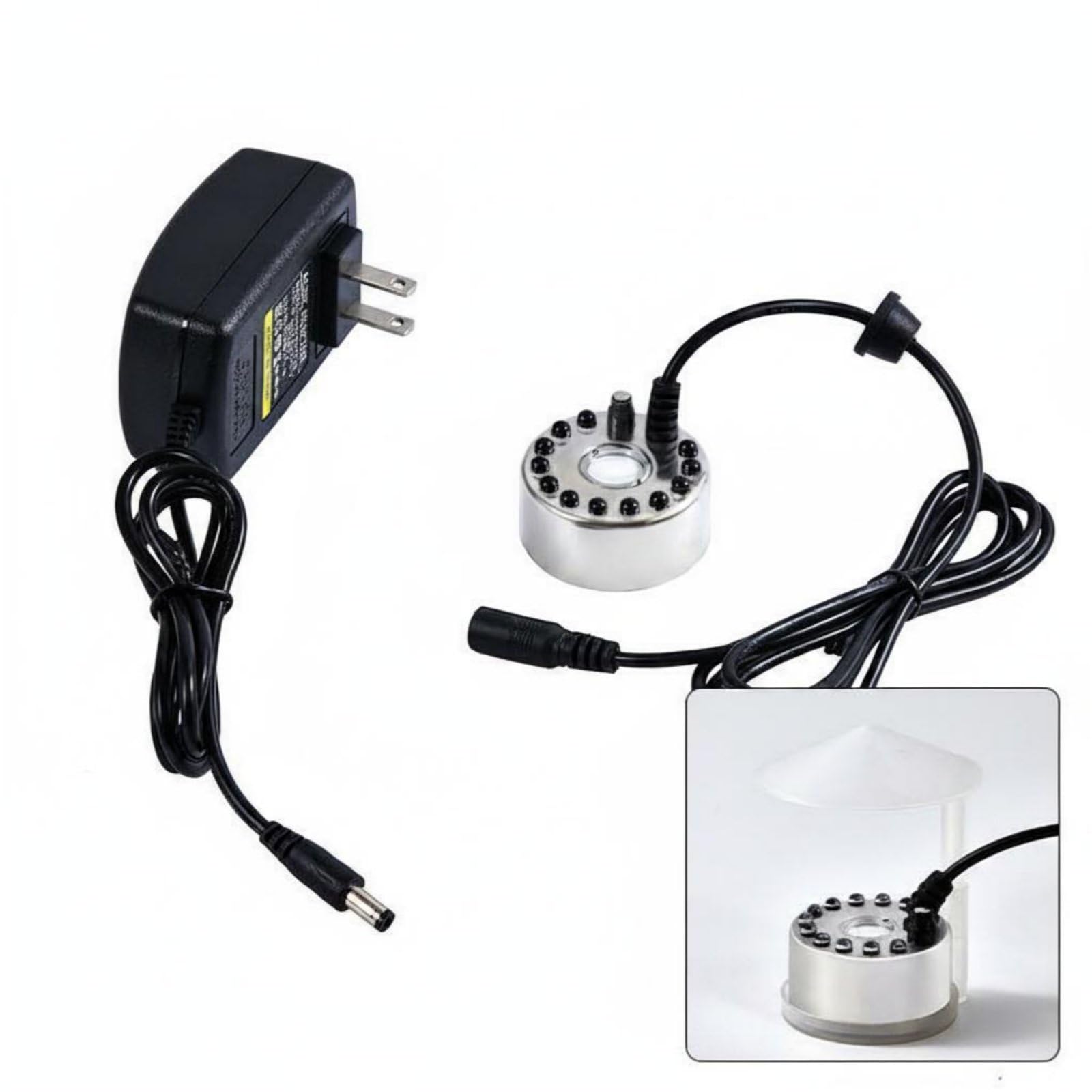 High-Frequency Atomizer Stainless Steel Shell Aquatic Aquarium Fogger Quiet Operation Fountain Mister Automatic Shut-Power Down for Rockery, Led Head Power Guard|Home & Garden-image-14