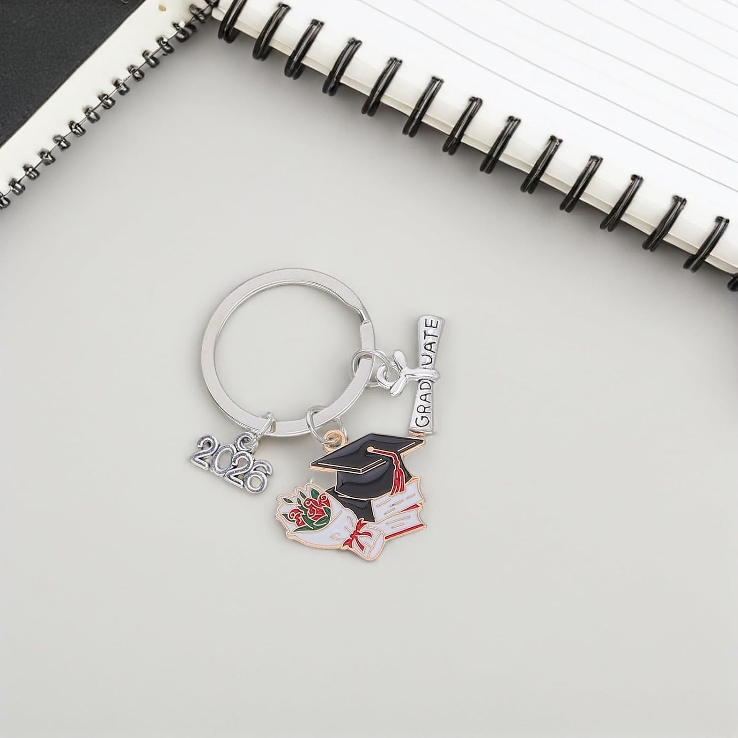 MAGICLULU 2026 Charm Silver Zinc Alloy Cap Graduation 5pcs Keychain image 4