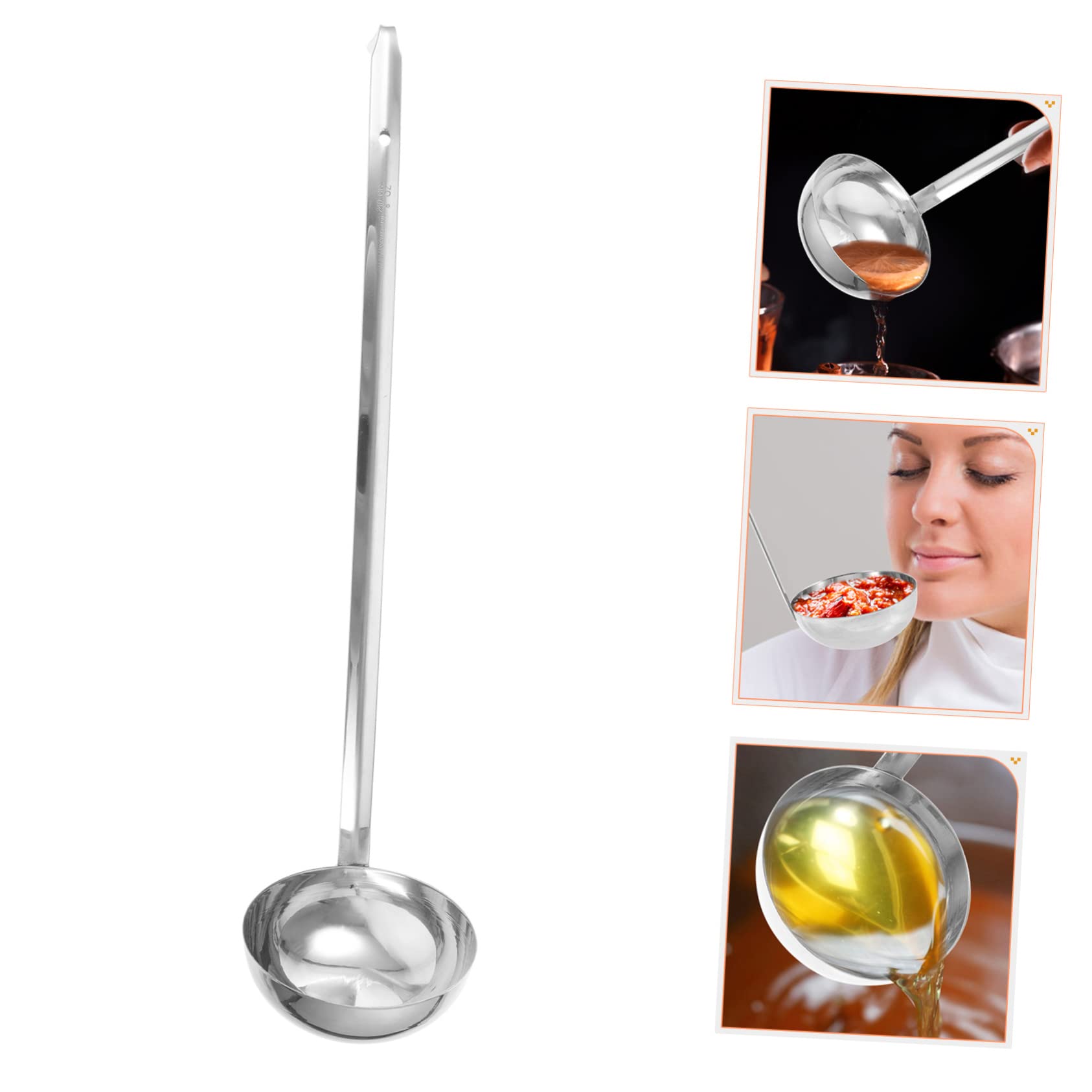 PRETYZOOM Large Serving Spoon Long Handle Stainless Steel Soup Ladle for Kitchen Sauce Spoon