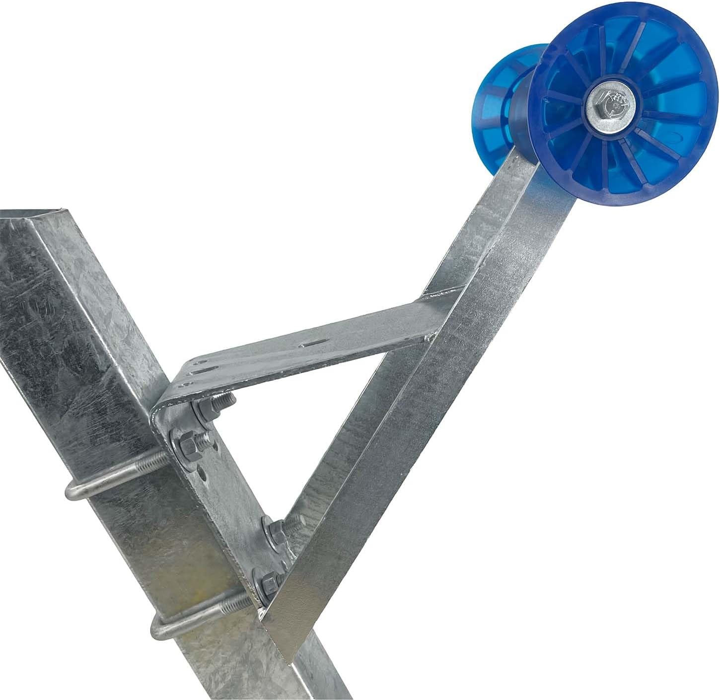 Sturdy Built Boat Trailer Winch Seat with Blue PVC Roller and Bells for 2 inch and 3 inch Winch Posts, 27002