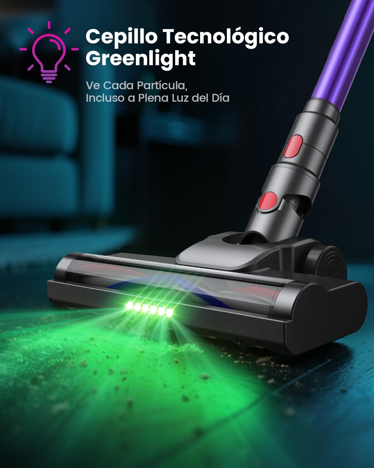 45kPa/580W/70Mins Aspiradora sin Cable, 1.8L Aspirador de Mano con Cepillo Antienredos, Pantalla Táctil, Carga de Pared, 6 en 1 Escoba Aspiradora, Ideal para Suelos Alfombras Pelo de Animales