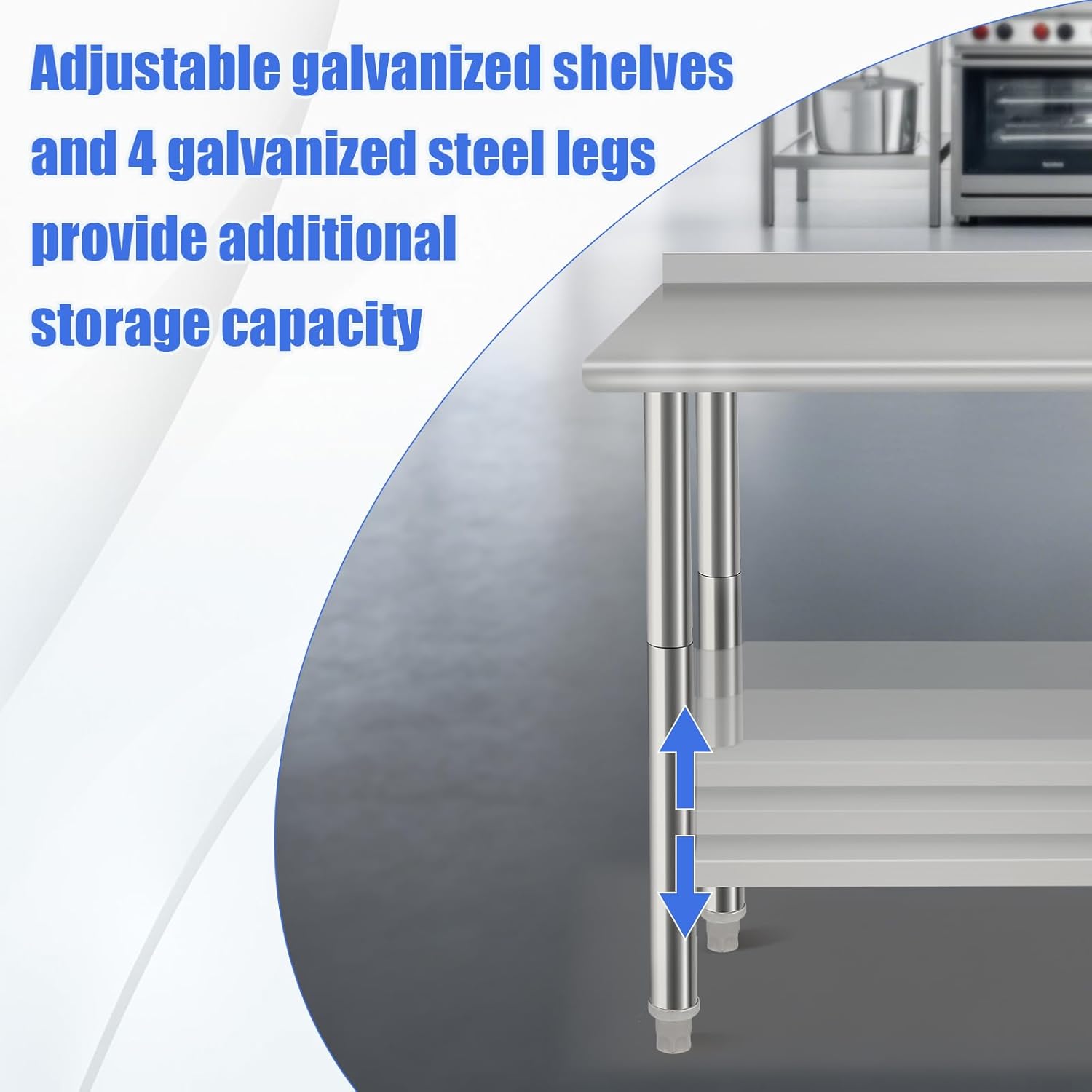 GarveeTech NSF Stainless Steel Table for Prep & Work, 30 in x 24 in with Adjustable Undershelf, Commercial Heavy Duty Table for Restaurant, Home and Hotel