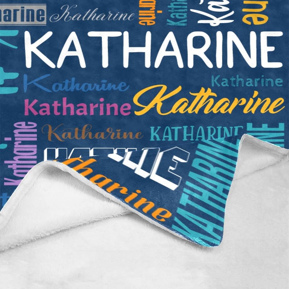 Personalized Blanket for Kids Adults Personalized Name Blanket Custom Blanket with Name Personalized Gifts for Christmas Birthday Valentines Day Mothers Fathers Day (Dark Blue&Colorful, 40"x50")