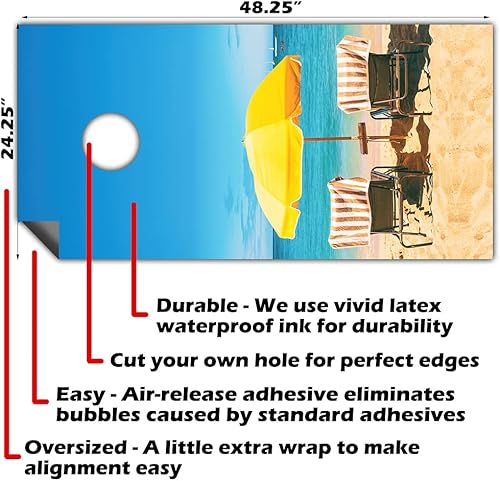 Miniatura 4 de Cornhole Board Wraps and Decals for Boards Set of 2 Skins Professional Vinyl Covers Sticker - Chair Summer Beach House Sand Umbrella Fun Cornhole
