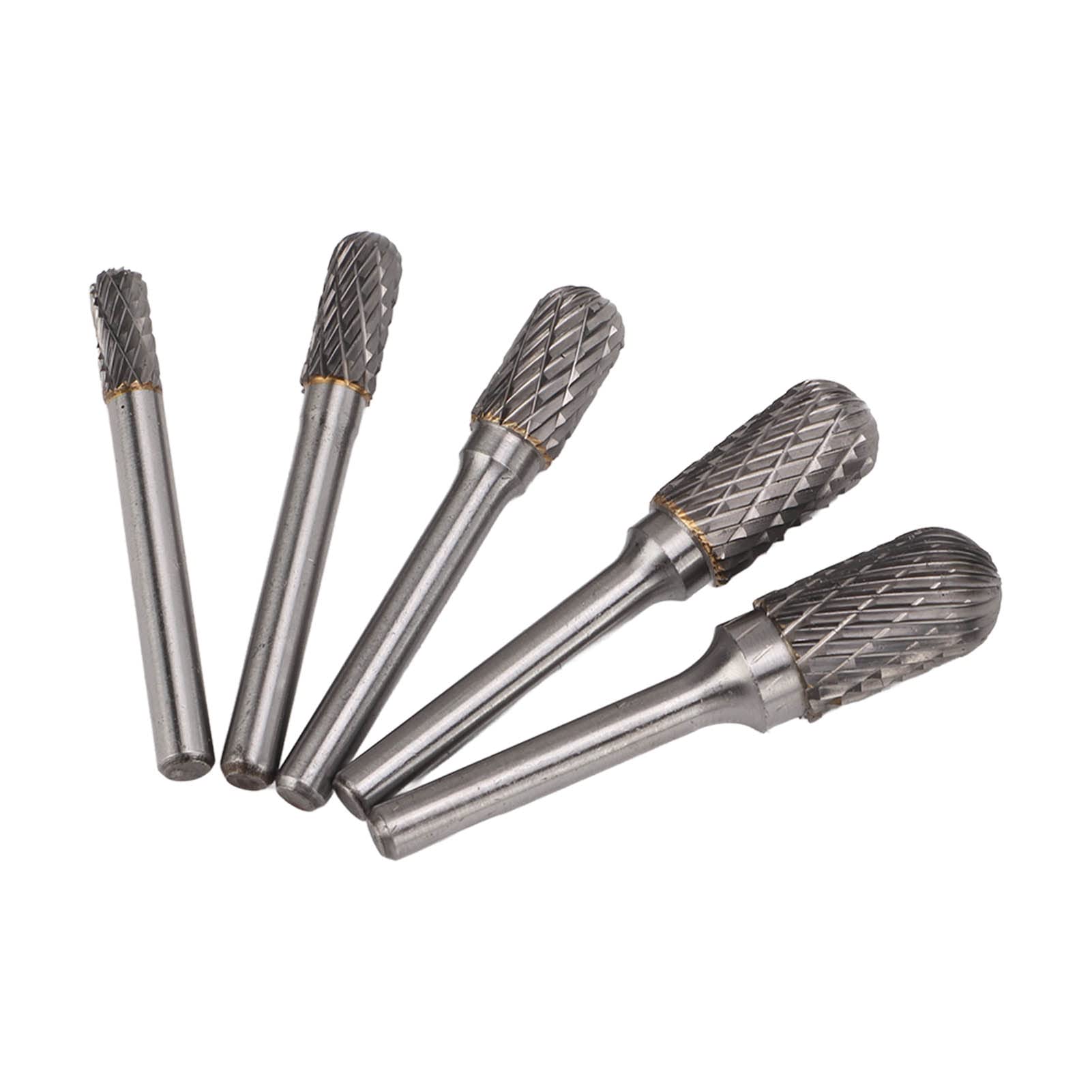 Hartmetall-Drehfräser-Set, doppelt geschnitten, 6 mm Schaft, 5-teiliges Schleiffeilen-Set für Holzschnitzerei, Polieren und Bohren, kompatibel mit -Winkelschleifern für