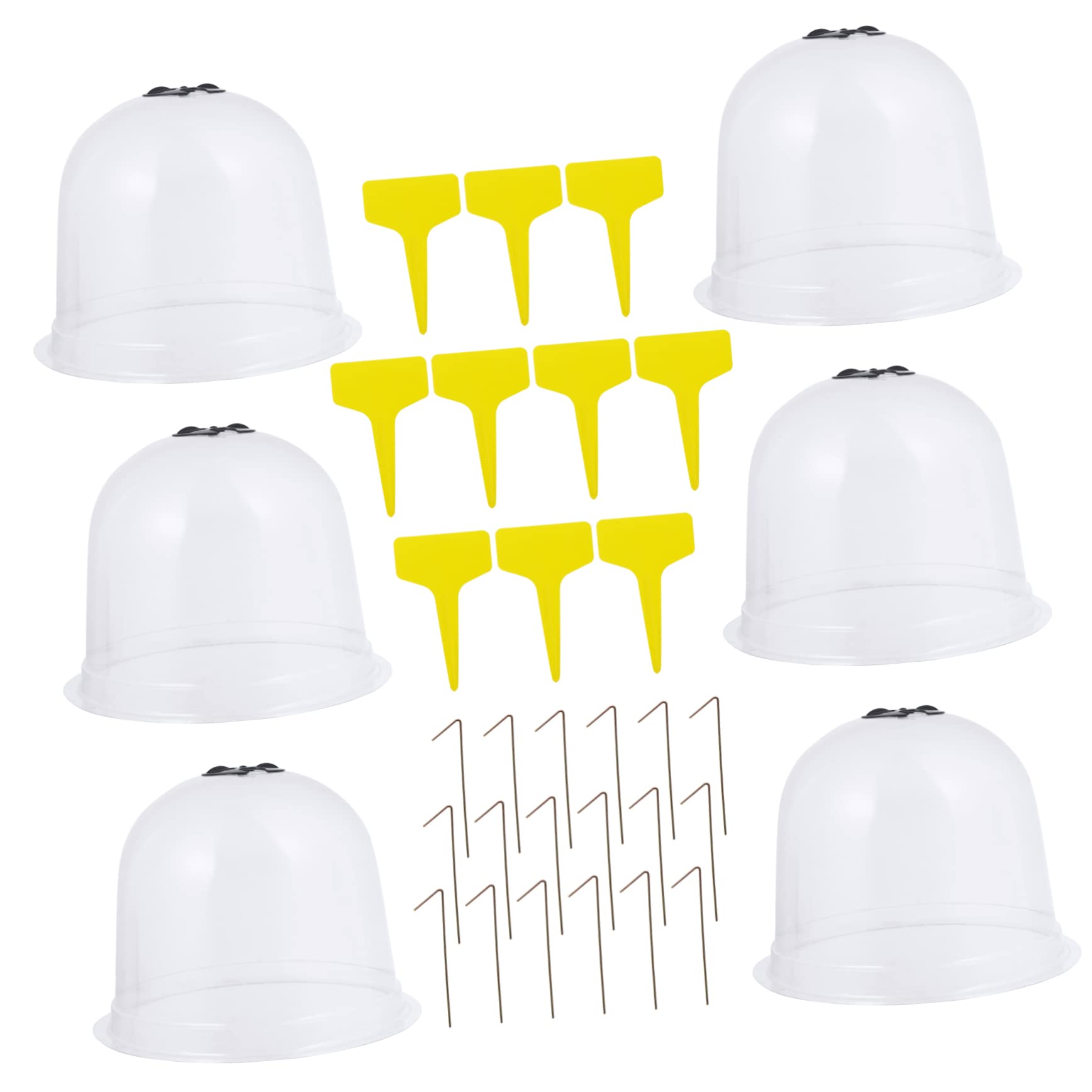 POPETPOP Cloches de Protection pour Plantes en PVC, Lot de 6 Pièces | Étiquettes de Jardin 10 Pièces et 18 Piquets de Fixation, Réutilisable, Résistance UV Couleur Aléatoire