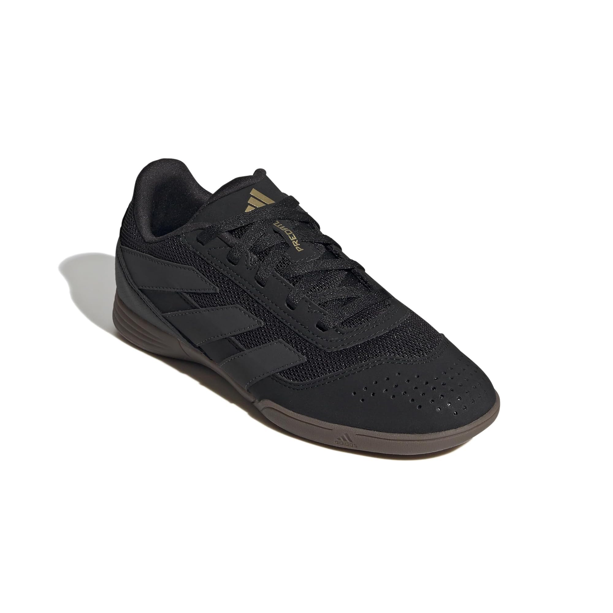 adidas Club Predator Sala Indoor Sneaker, Black/Carbon/Gold Metallic, 2 US Unisex Little Kid