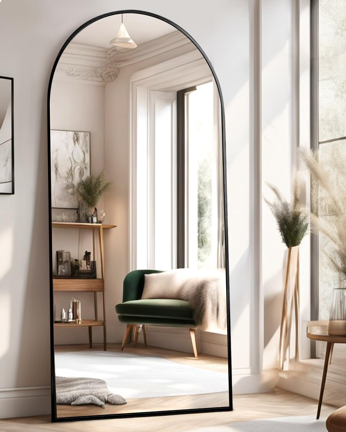 Arched Full Length Mirror, Floor Mirror with Stand, 71"x26" Large Wall Mirror Full Length, Body Floor Mirror, Wall Mounted for Bedroom, Black