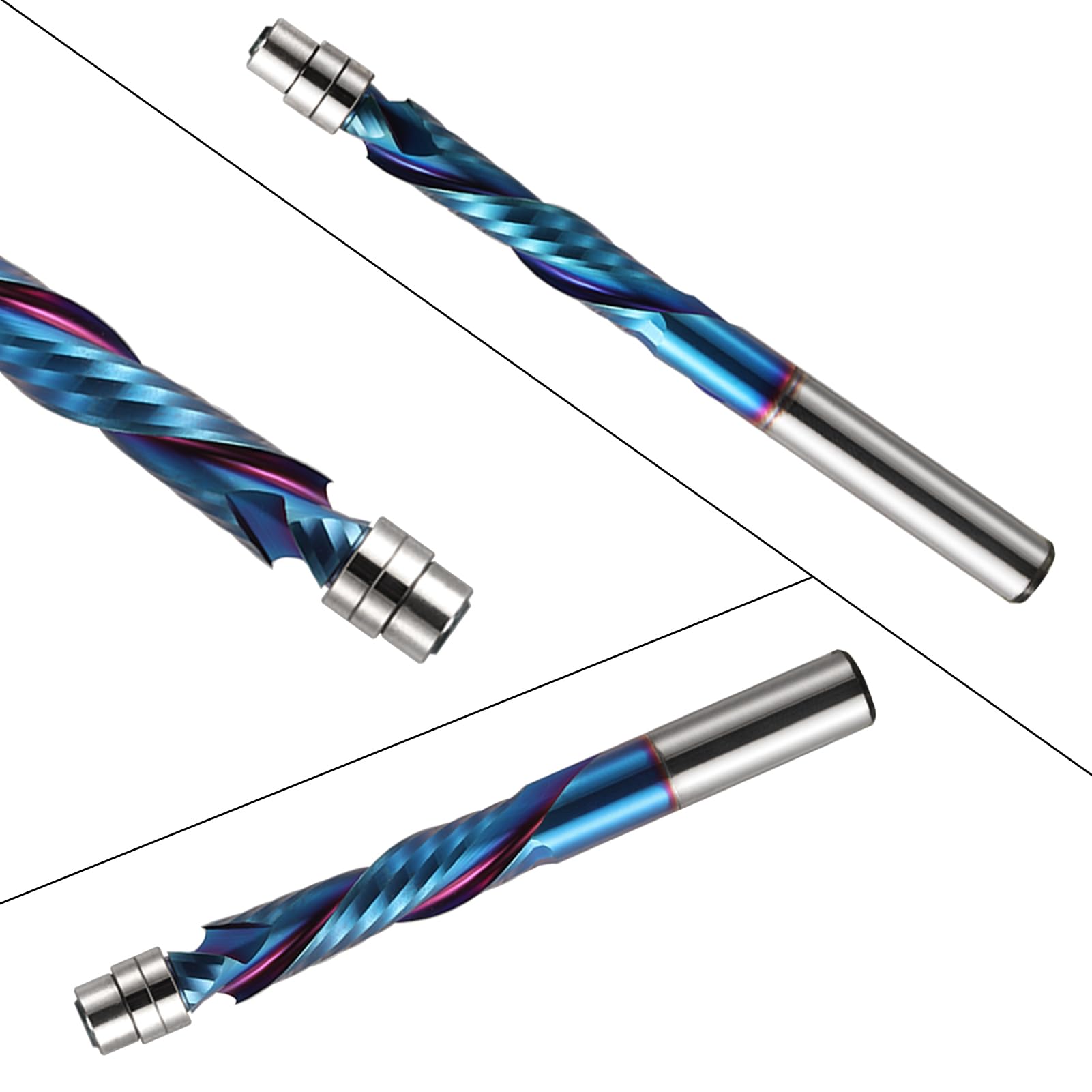 EU_HOZLY Spiral Bündigfräser 8mm Schaft, UP&DOWN Cut Spirale Flush Trim Router Bit,35mm Schnittlänge mit ano Beschichtung,Carbide Drill Bits,Wood Milling Cutters (8 * 35 * 80L)