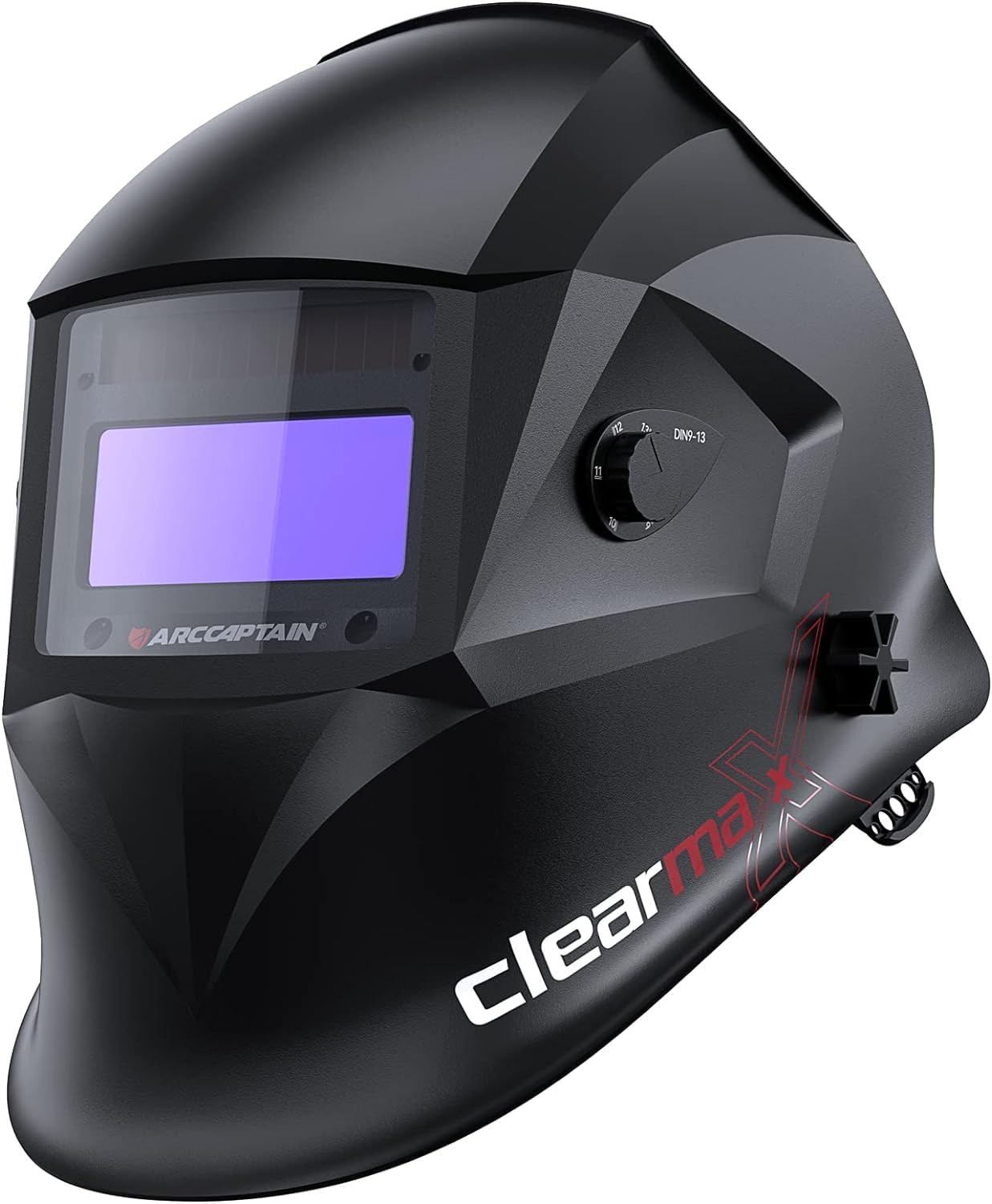 ARCCAPTAIN Casco da saldatura auto oscurante, maschera per saldatura ad energia solare con 4 sensori ad arco, chiarezza ottica 1/1/1/1 e tonalità regolabile 4/9-13 casco saldatore